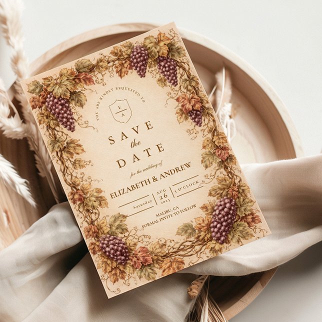 Vintage Vineyard Grapes Wedding Spara Datumet (Skapare uppladdad)