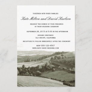 Vintage Vineyard Landcape Winery Wedding bjudande Inbjudningar