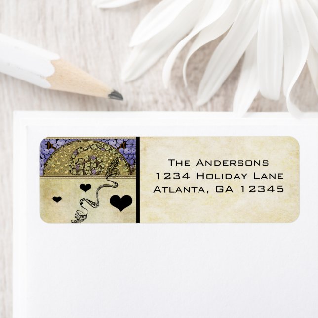 Vintage Vineyard Peacock Lablels Returadress Etikett (Insitu)