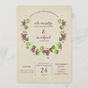 Vintage Vineyard Vin Themed Wedding bjudits in Inbjudningar