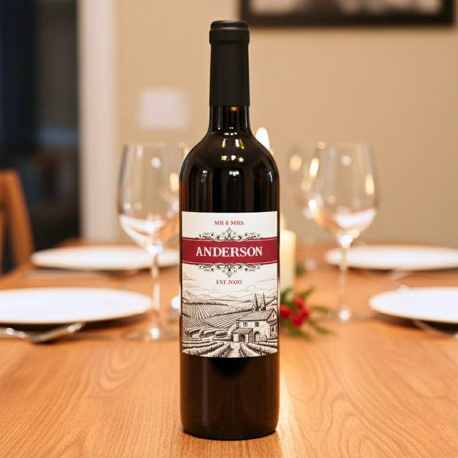 Vintage vingård vinflaska etikett (Skapare uppladdad)