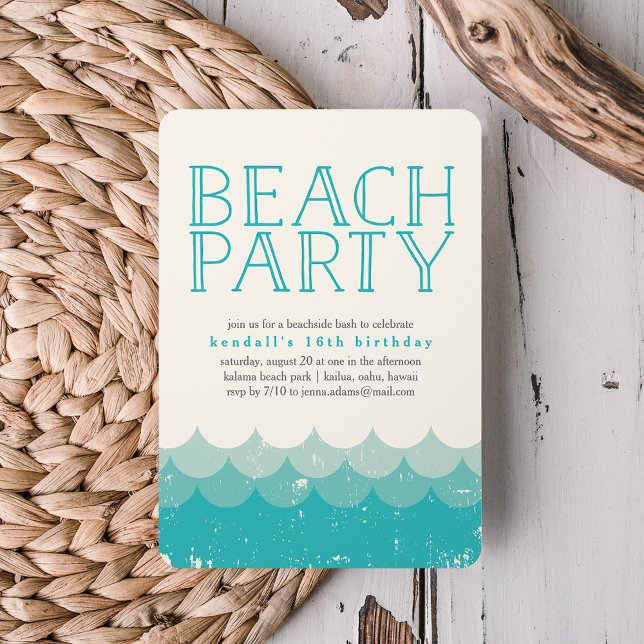 Vintage Vinkar Beach Party-inbjudan Inbjudningar (Skapare uppladdad)