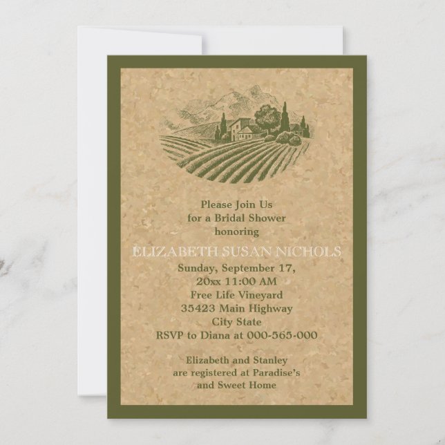 Vintage vinodling och möhippan kork bröllop inbjudningar (Framsida)