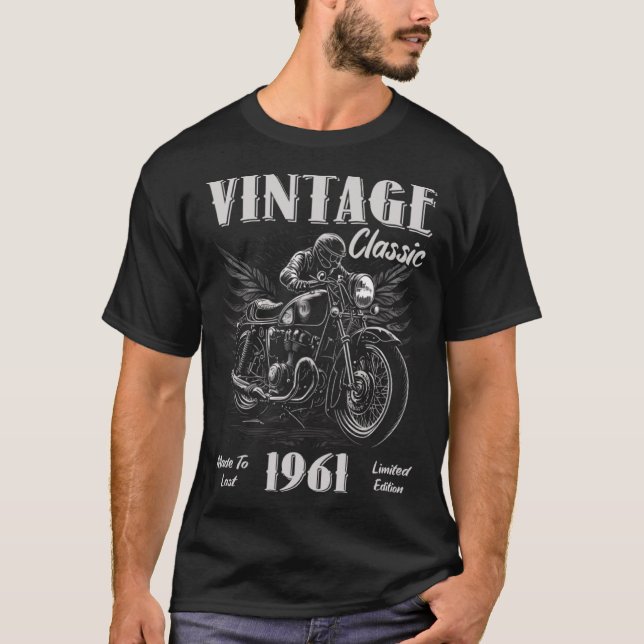Vintage vintage 1961 födelsedagskalenlig motorcyke t shirt (Framsida)