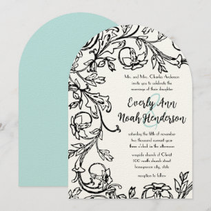 Vintage Vintage Blommigt Swirl-bröllopsinbjudninga Inbjudningar