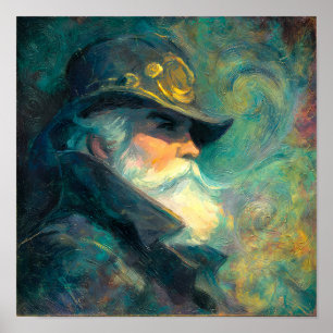 Vintage Vinter Gammal Man Porträtt Poster