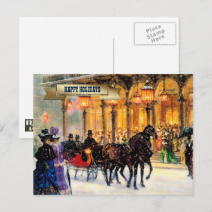 Vintage Vinter Parisian Scene-jul Helg Vykort