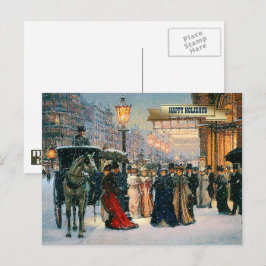 Vintage Vinter Parisian Scene-jul Helg Vykort