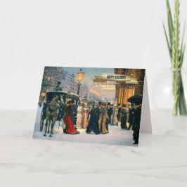 Vintage Vinter Parisian Scene-jul Helgkort