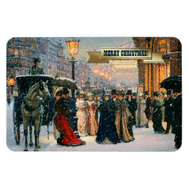 Vintage Vinter Parisian Scene-julgåva Magnet