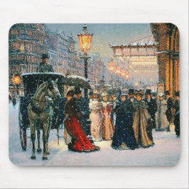 Vintage Vinter Parisian Scene-julgåva Musmatta