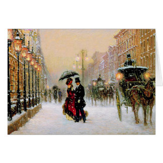 Vintage Vinter Parisian Scene-julkort Hälsningskort