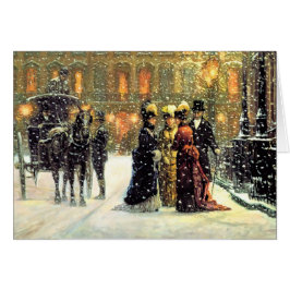 Vintage Vinter Parisian Scene-julkort Hälsningskort