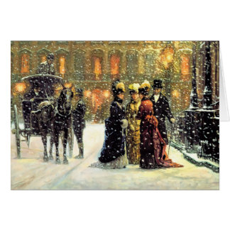 Vintage Vinter Parisian Scene-julkort Hälsningskort