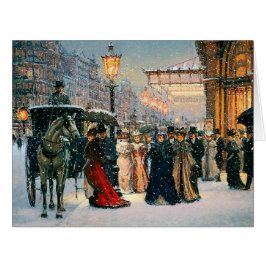Vintage Vinter Parisian Scene-julkort Hälsningskort