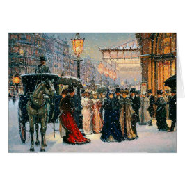 Vintage Vinter Parisian Scene-julkort Hälsningskort