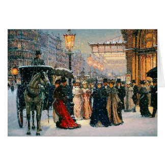 Vintage Vinter Parisian Scene-julkort Hälsningskort