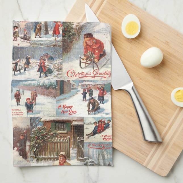 Vintage Vinter-Roligtens julklapp Kökshandduk (Vikt i Fjärdedel)