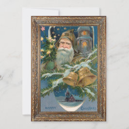 Vintage Vinter Tomte Julkort