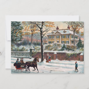Vintage vintergata God Jul Julkort
