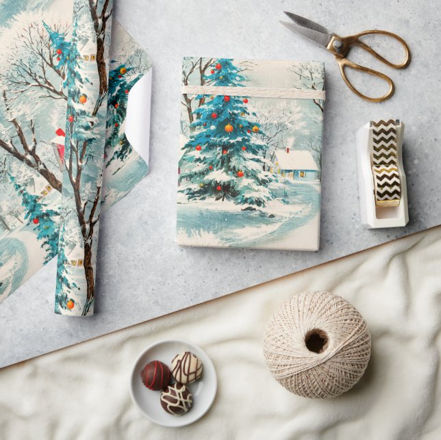 Vintage Vinterjulbyn Presentpapper (Hantverk)