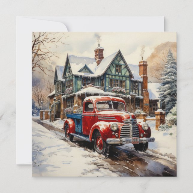 Vintage Vinterjultornet Kort (Framsida)