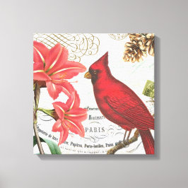 vintage vinterkardinal canvastryck