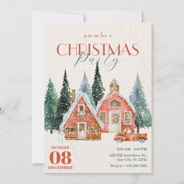 Vintage Vinterriddlandschristmas Inbjudningar (Framsida)