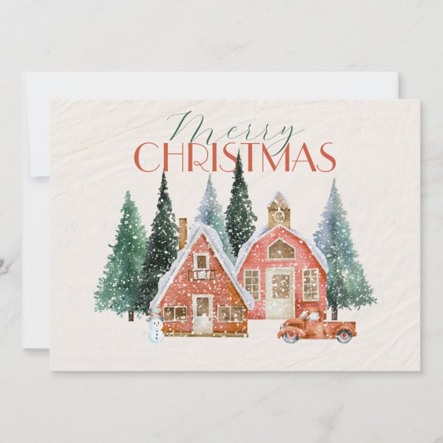 Vintage Vinterriddlandschristmas Julkort (Framsida)