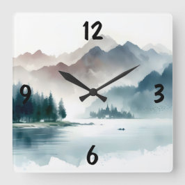 Vintage vinterscen fyrkantig klocka