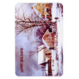 Vintage Vinterscen. Julgift Magnet