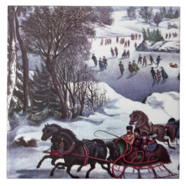 Vintage Vinterscenens julgåva Kakelplatta