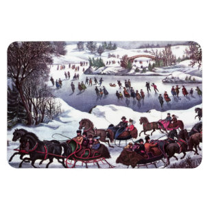 Vintage Vinterscenens julgåva Magnet