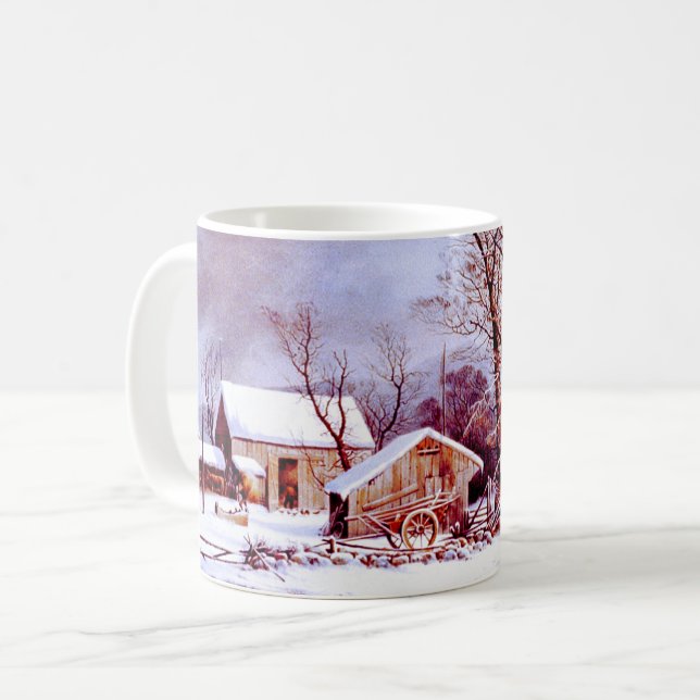 Vintage Vinterservergruppscen. Jul Gift Mugg (Framsida vänster)