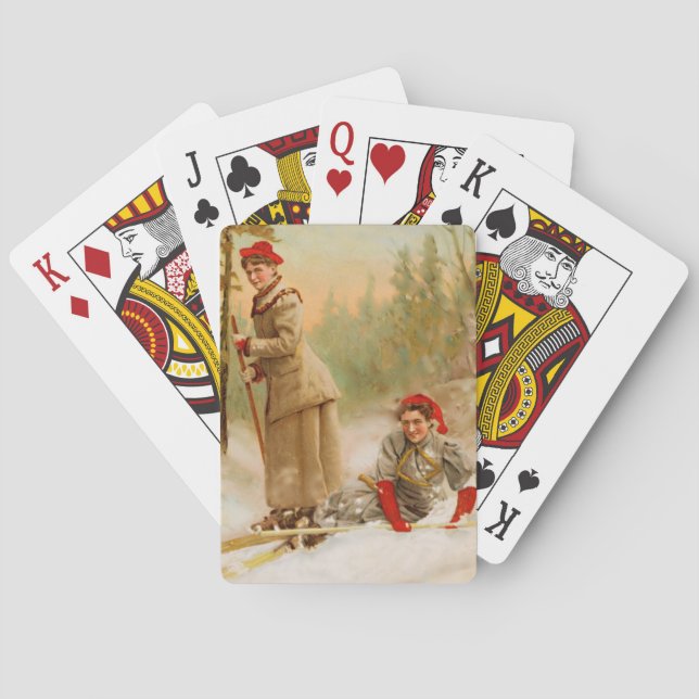 Vintage vinterskiftur casinokort (Baksidan)