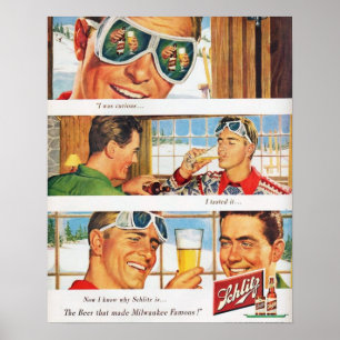 Vintage vintersport Ski Schlilz-öl Poster