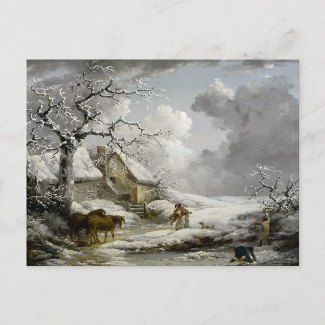 Vintage vintertid - jultryck helg vykort (Framsida)