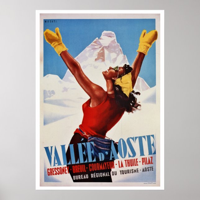 Vintage Vintervandring italienska Alpernor Poster (Framsidan)