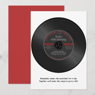 Vintage Vinyl 45 Registrerar överraskning från föd Inbjudningar