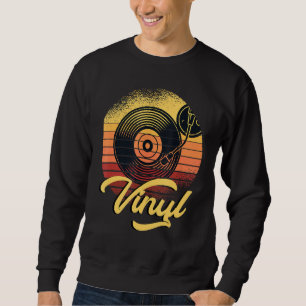 Vintage Vinyl Dj Music Deejay Turntable-hörlurar Lång Ärmad Tröja