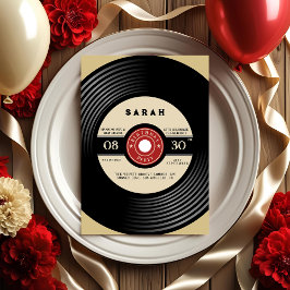 Vintage Vinyl Record Birthday-inbjudan Inbjudningar