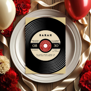 Vintage Vinyl Record Birthday-inbjudan Inbjudningar