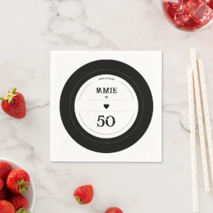 Vintage Vinyl Record Milestone Birthday Pappersservett