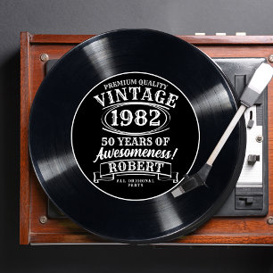 Vintage Vinyl Record Milestone Customized Birthday Inbjudningar
