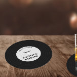 Vintage Vinyl Record Music Black Bachelor Helg Underlägg Papper Rund<br><div class="desc">Snyggt vintage vinylpost stil bachelor helg papper underlägg. Utformningen har svart vinylpost,  helg och anpassat namn och datum.</div>