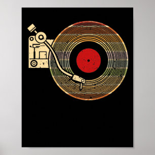 Vintage Vinyl Record Player Sketch Teckning Poster