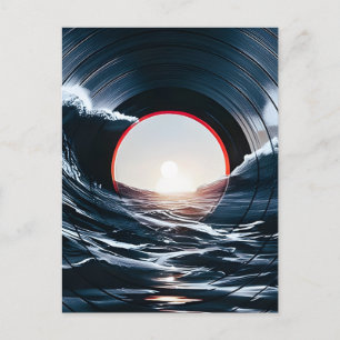 Vintage Vinyl Surfvåg Ocean Retro Musik Helg Vykort