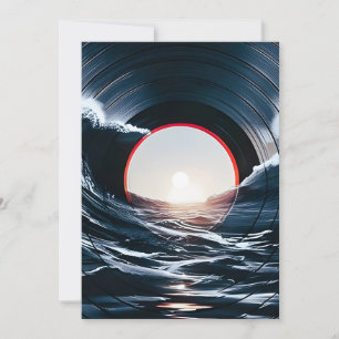 Vintage Vinyl Surfvåg Ocean Retro Musik Julkort