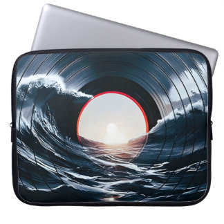 Vintage Vinyl Surfvåg Ocean Retro Musik Laptop Fodral