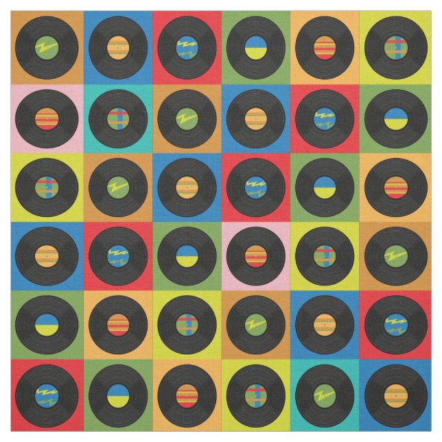 Vintage Vinylposter Retro Music färgad Tyg (Provkarta)